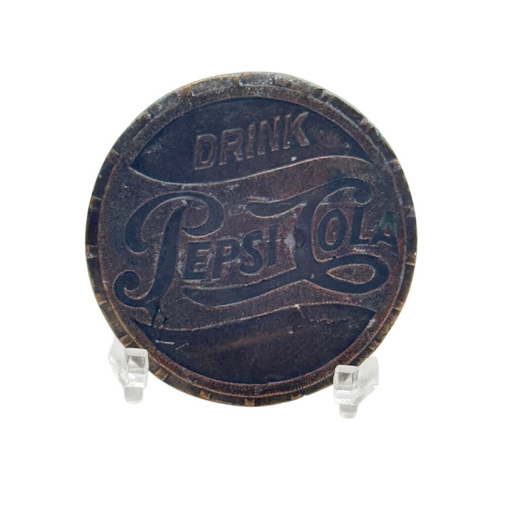 Drink Pepsi-Cola Round Advertising Belt Buckle Missing Rear Belt Loop Metal